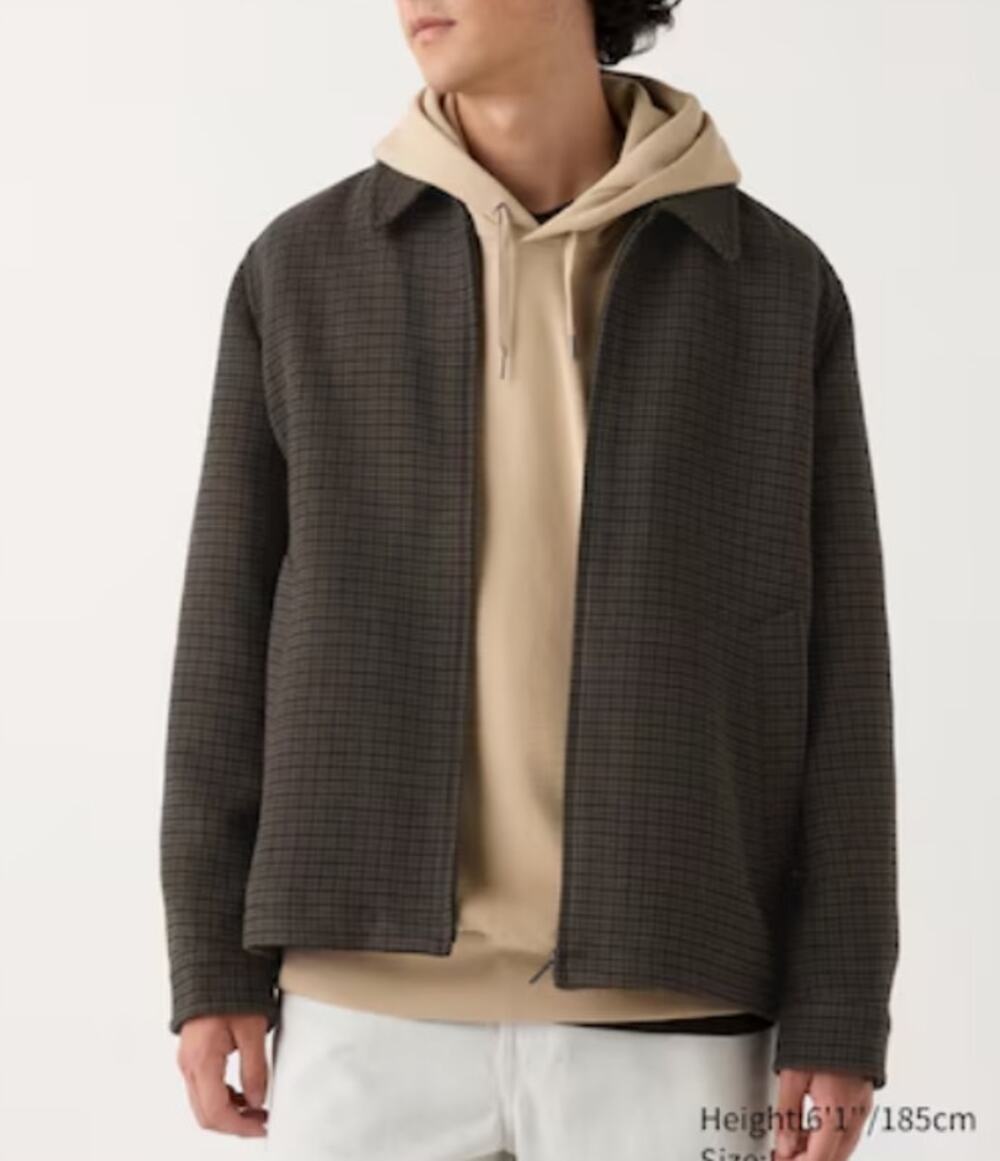 Uniqlo Single Collar Short Jacket | Checked Brown (Unisex)